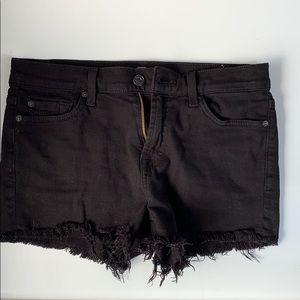 7 For All Mankind Black Denim Shorts High Waist